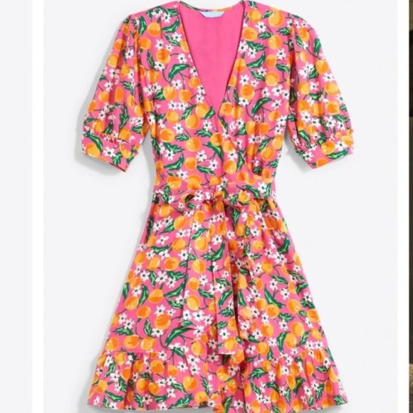 Sz 12 Draper James Wynonna Wrap Dress - Orange Blossom NWOT - Picture 7 of 16